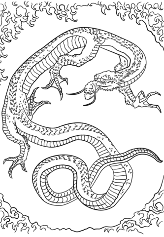 Dragon By Katsushika Hokusai Coloring Page